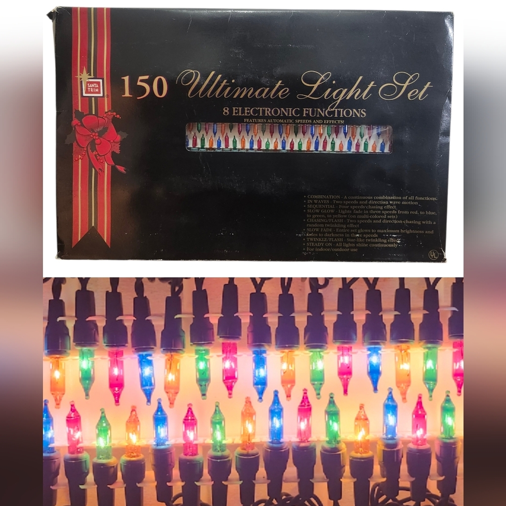 Incandescent Santa Trim 150 Ultimate Light Set. Indoor Outdoor Multi Color